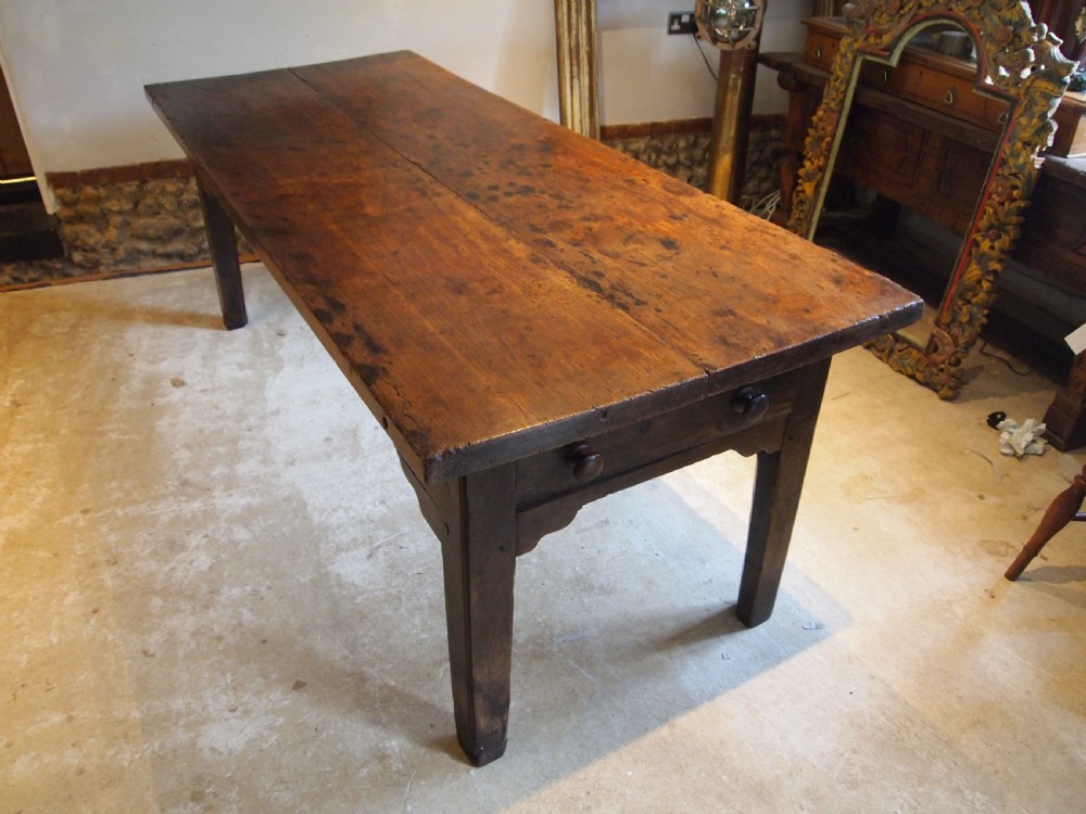 Table refectory rare English Elm George III farmhouse dining c1790 View IV