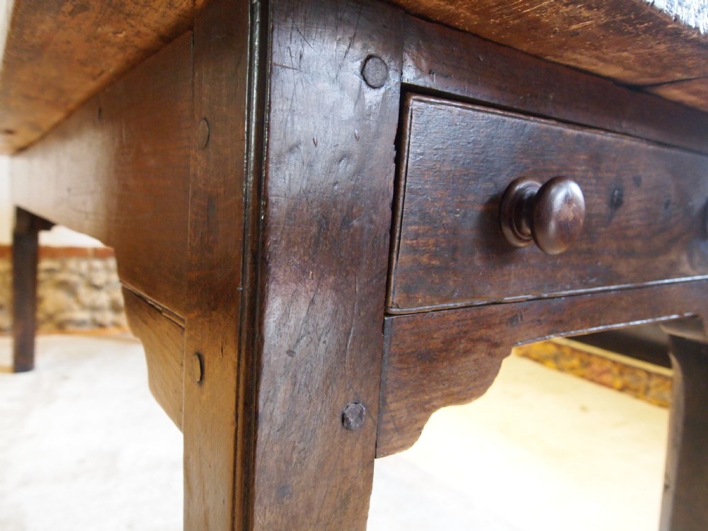 Table refectory rare English Elm George III farmhouse dining c1790 View V
