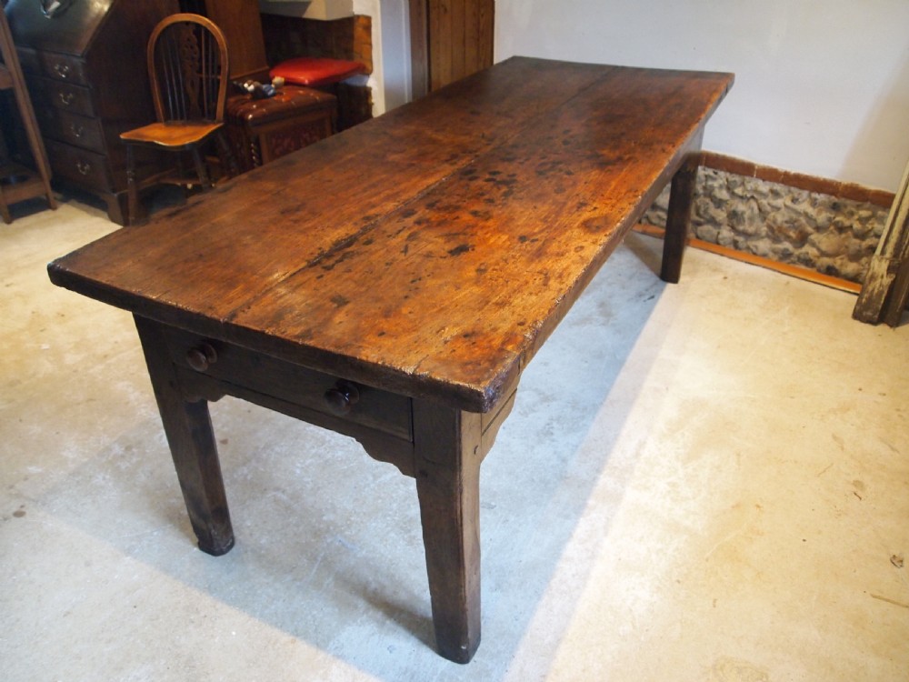 Table refectory rare English Elm George III farmhouse dining c1790 View VII
