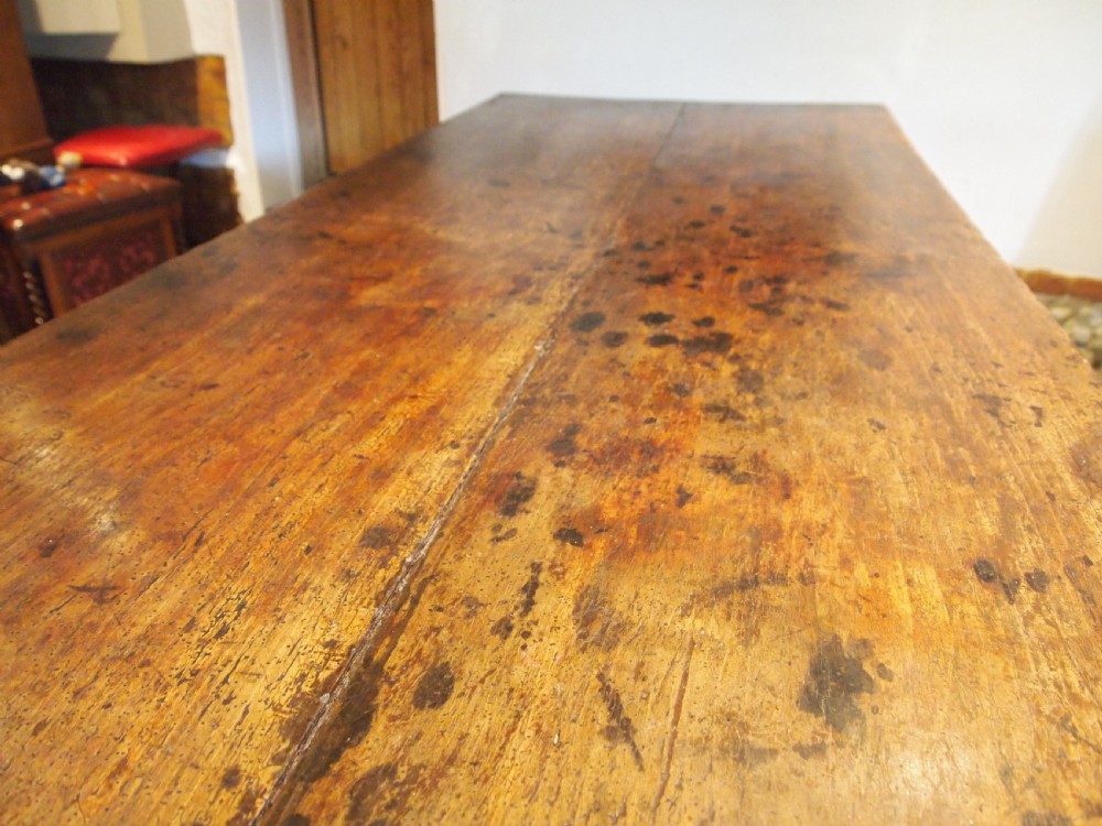 Table refectory rare English Elm George III farmhouse dining c1790 View VIII