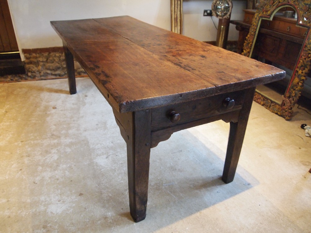 Table refectory rare English Elm George III farmhouse dining c1790 View IX