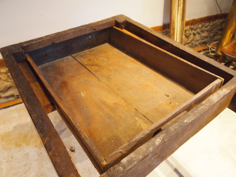 Table refectory rare English Elm George III farmhouse dining c1790 View X