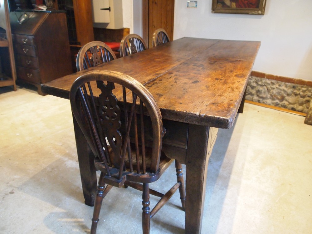 Table refectory rare English Elm George III farmhouse dining c1790 View XII
