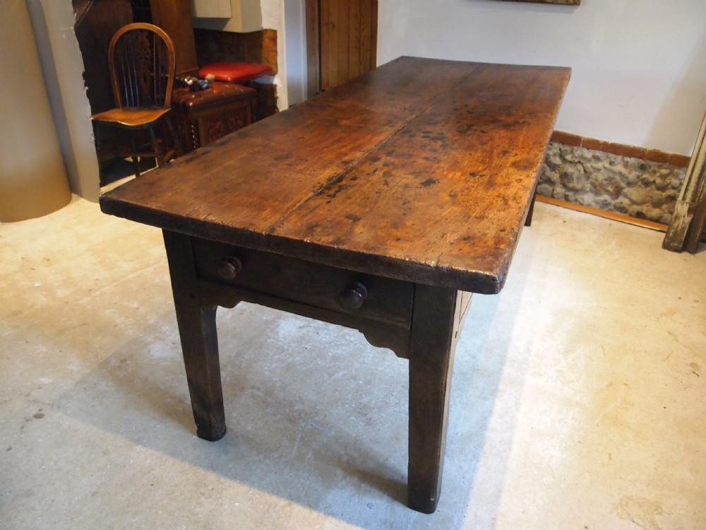 Table refectory rare English Elm George III farmhouse dining c1790 View XIII