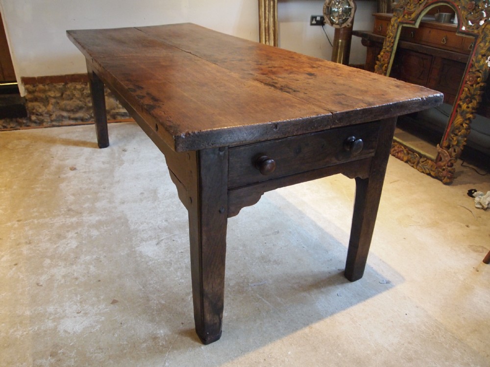Table refectory rare English Elm George III farmhouse dining c1790 View XIV