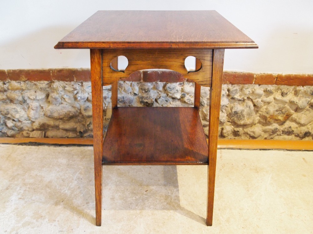 Table hall side lamp Arts & Crafts Oak c1900 View II