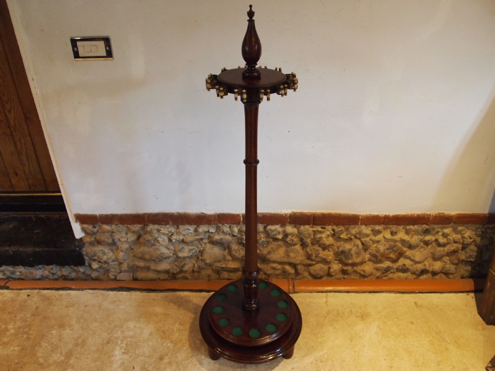 Snooker cue stand Fine Victorian Mahogany revolving c1890