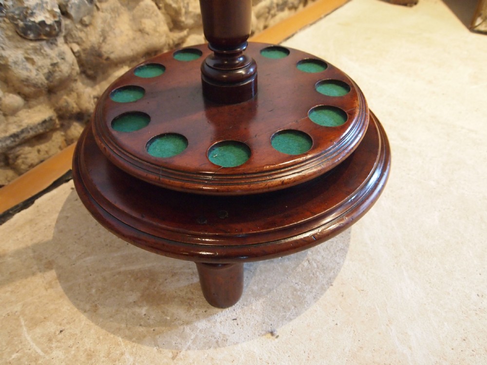 Snooker cue stand Fine Victorian Mahogany revolving c1890 View II