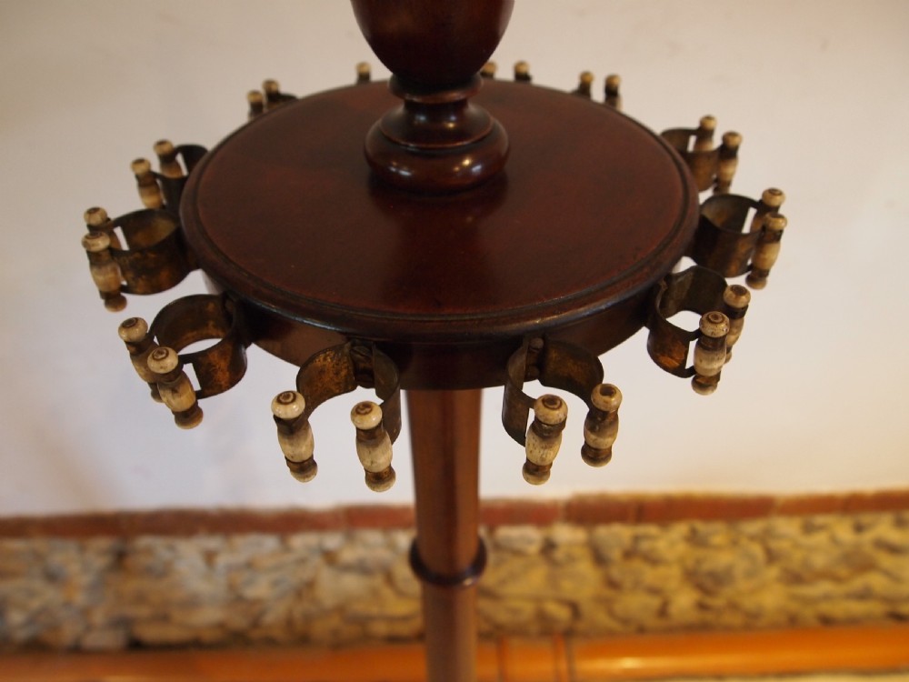 Snooker cue stand Fine Victorian Mahogany revolving c1890 View III