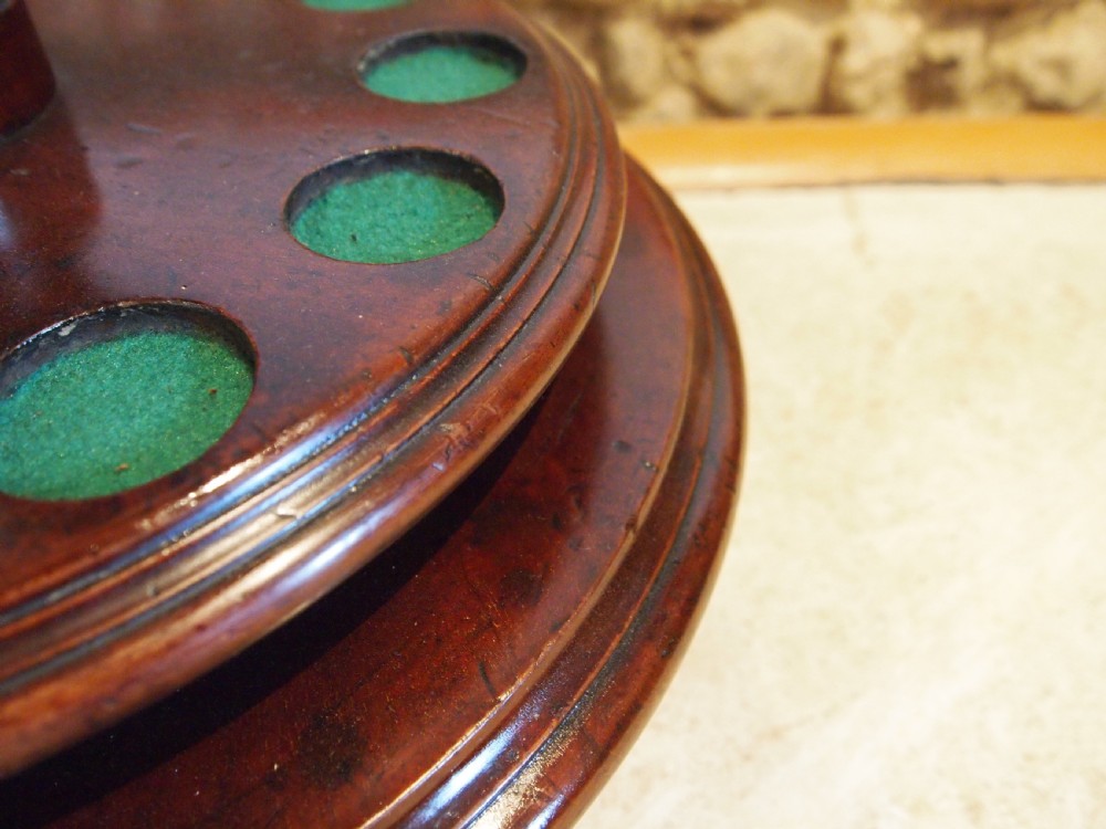 Snooker cue stand Fine Victorian Mahogany revolving c1890 View VI