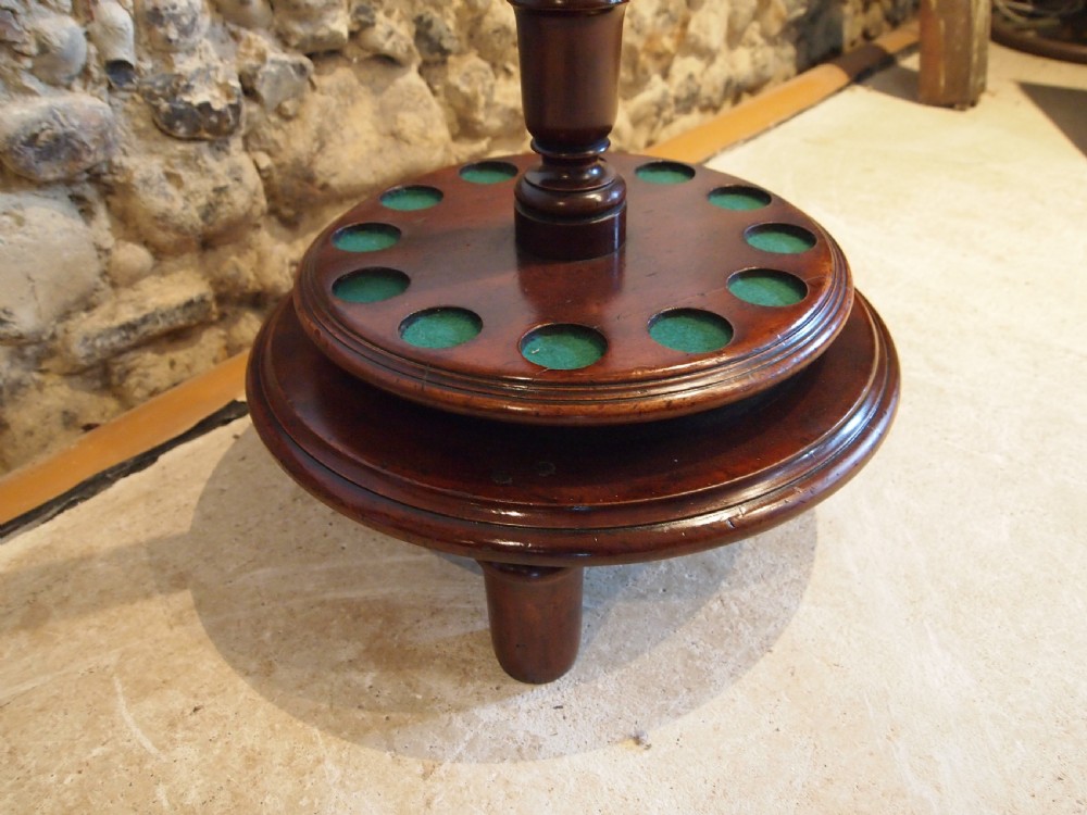 Snooker cue stand Fine Victorian Mahogany revolving c1890 View VIII