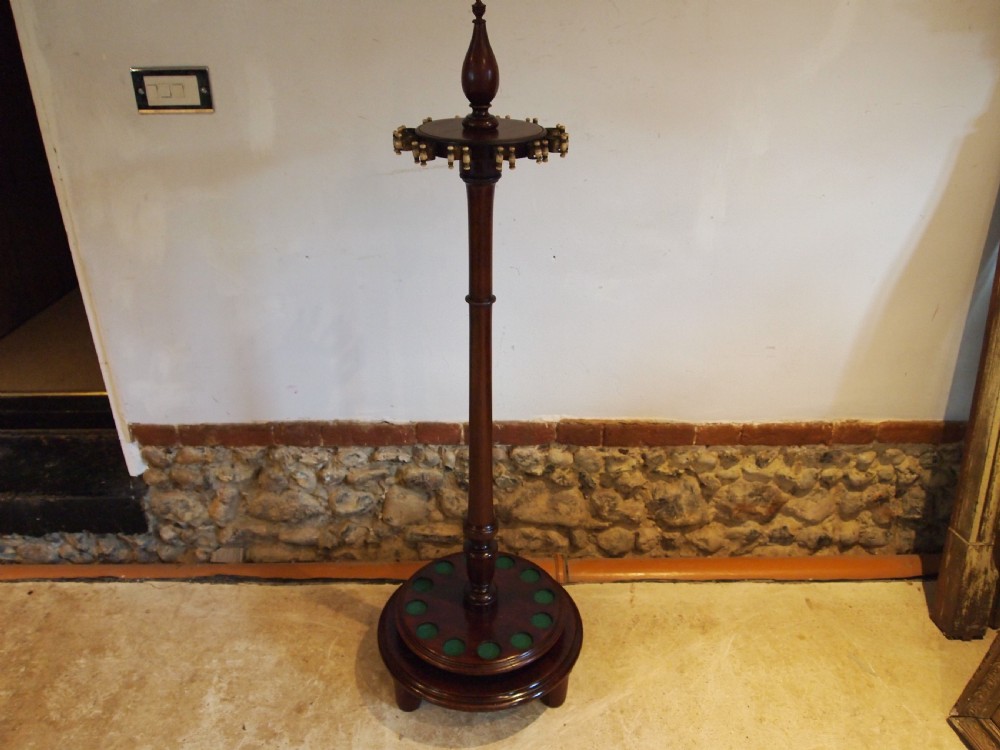 Snooker cue stand Fine Victorian Mahogany revolving c1890 View XI