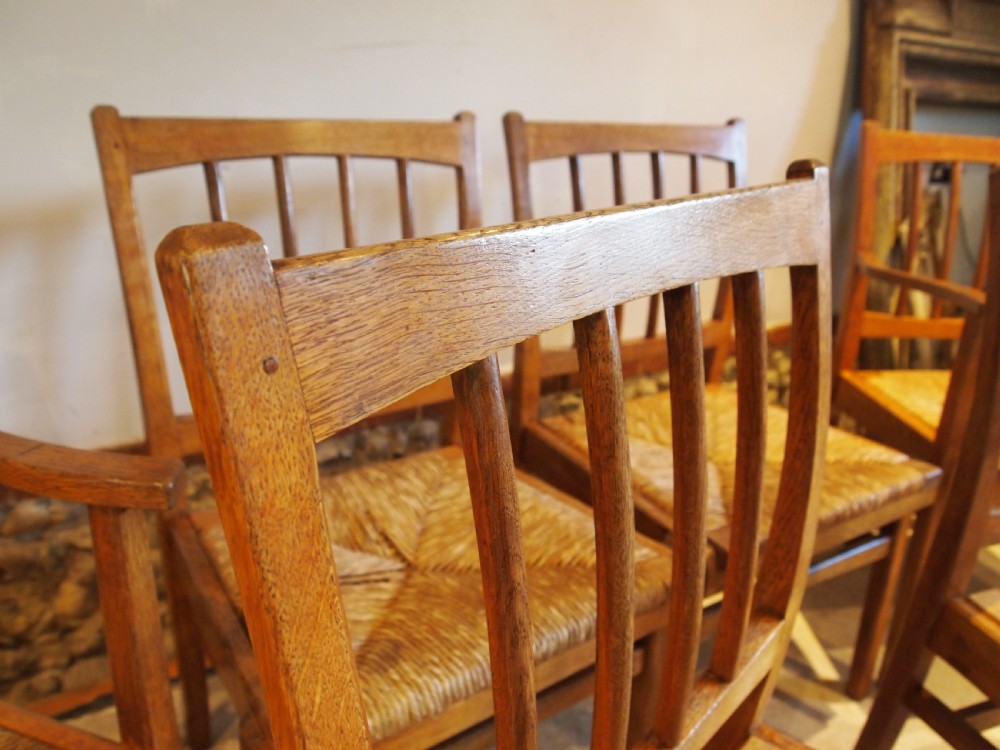 Chairs Arts and Crafts Cotswold School Oak six c1930 View VI