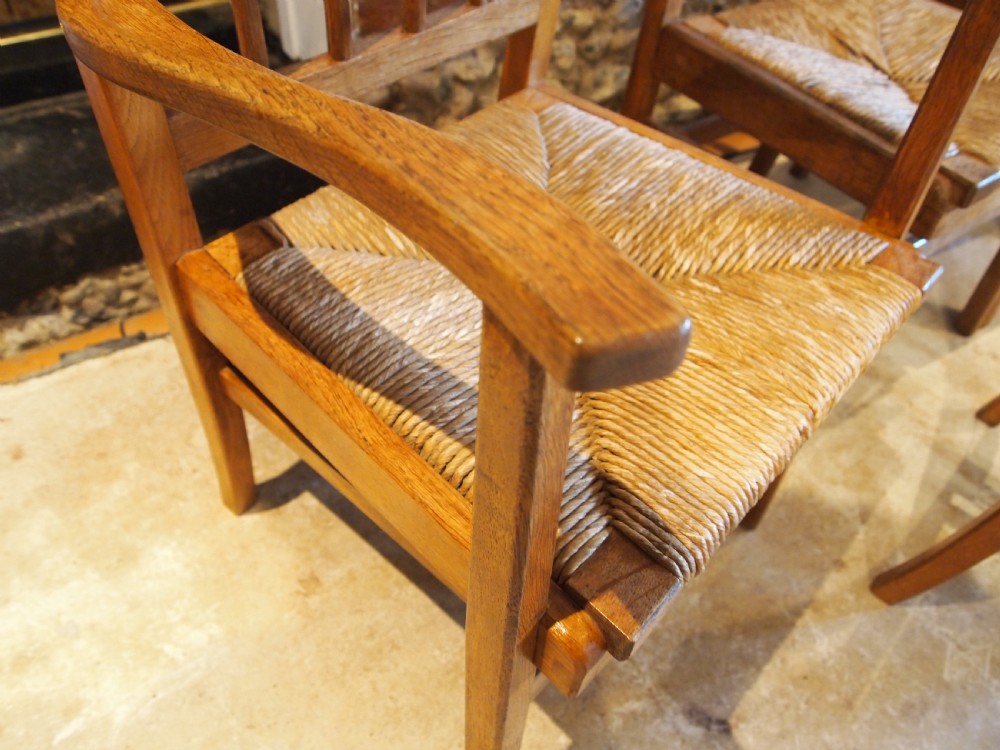 Chairs Arts and Crafts Cotswold School Oak six c1930 View VII