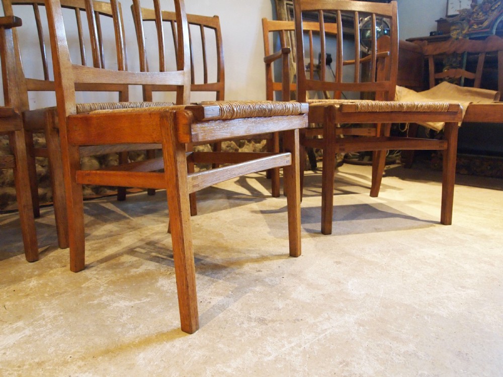 Chairs Arts and Crafts Cotswold School Oak six c1930 View IX