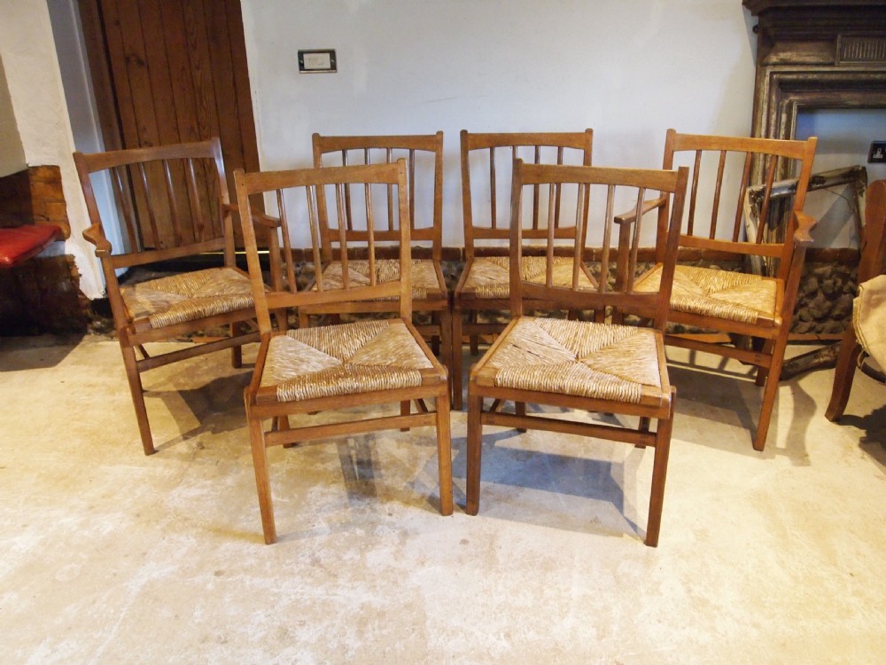 Chairs Arts and Crafts Cotswold School Oak six c1930 View XI