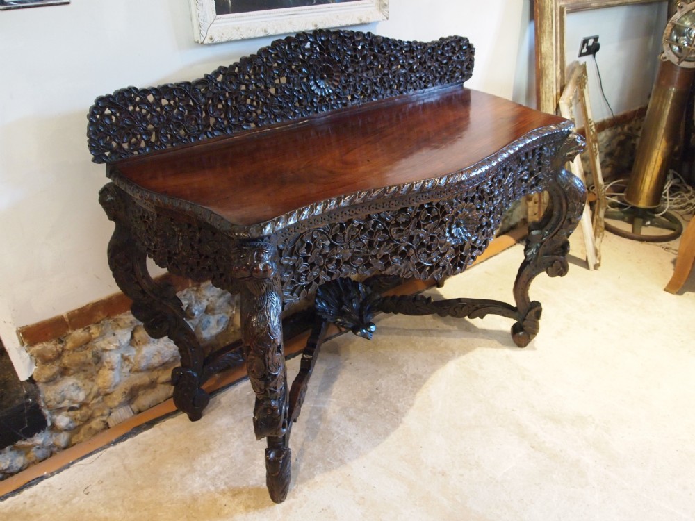 Table magnificent Burmese Padouk side hall console c1880