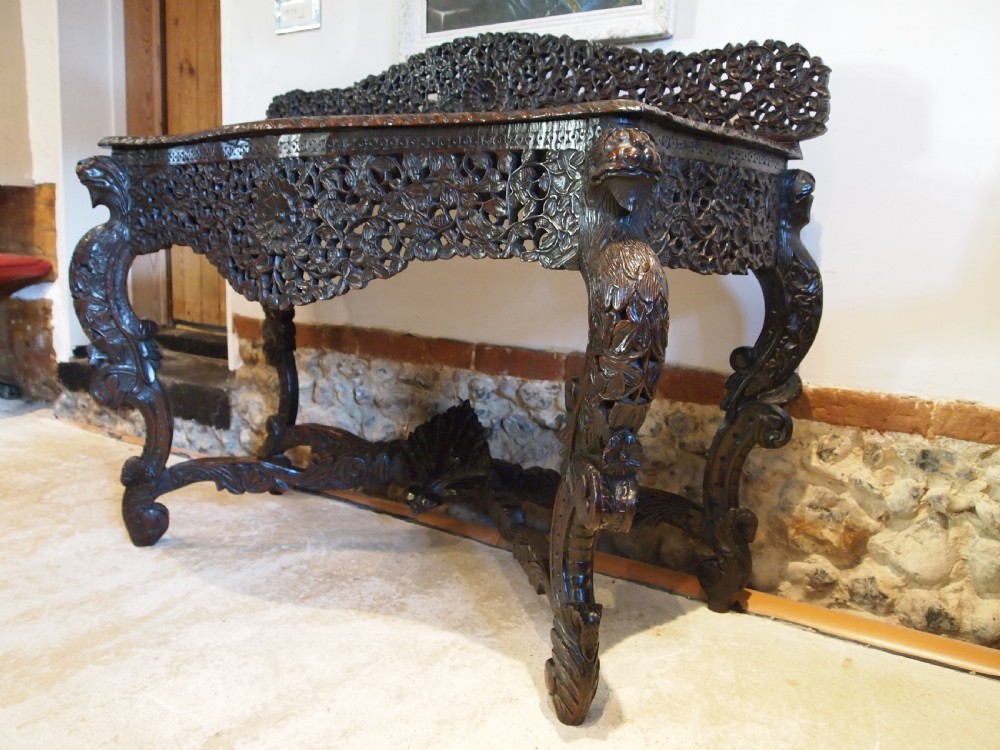 Table magnificent Burmese Padouk side hall console c1880 View IV