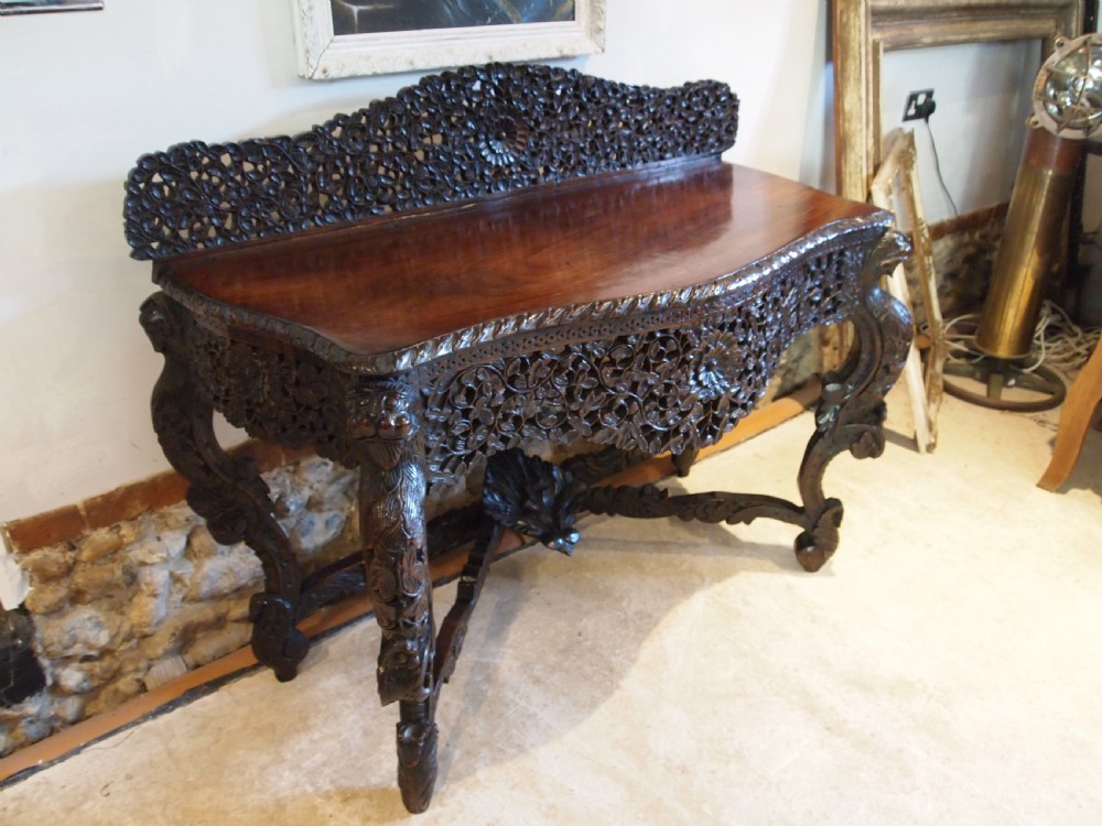 Table magnificent Burmese Padouk side hall console c1880 View VII