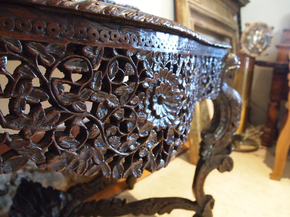 Table magnificent Burmese Padouk side hall console c1880 View VIII