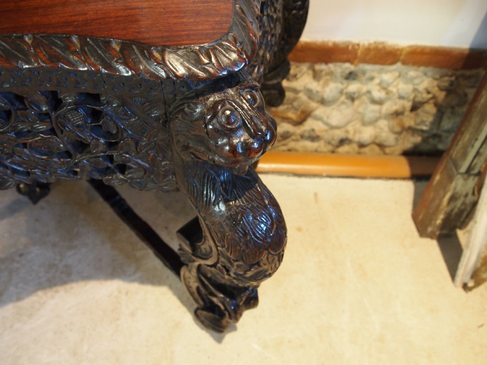 Table magnificent Burmese Padouk side hall console c1880 View IX