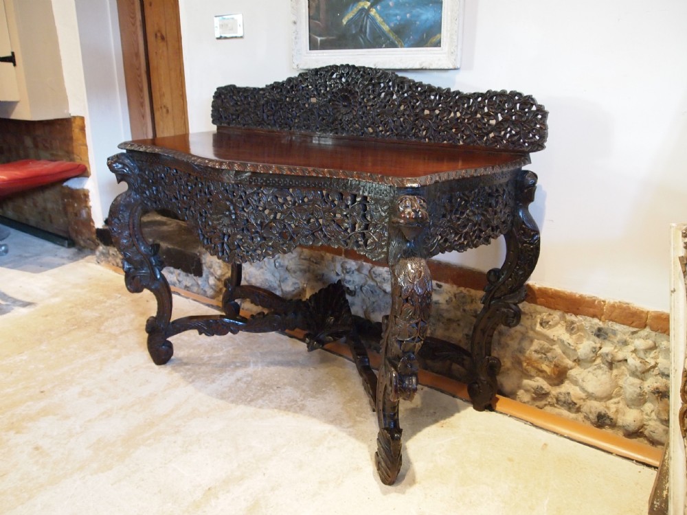 Table magnificent Burmese Padouk side hall console c1880 View X