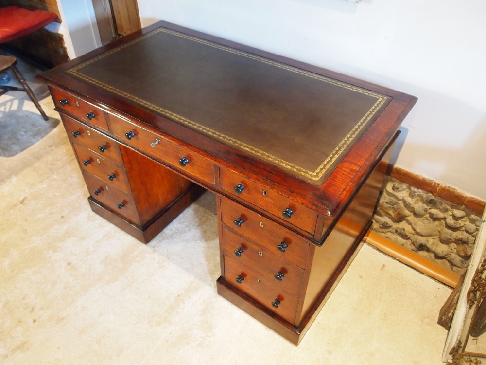 Desk stunning Victorian Oak 3 part c1880 View X
