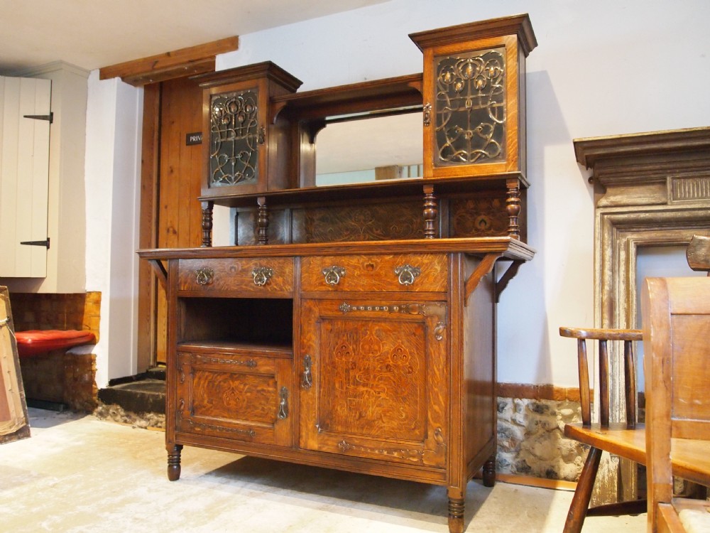 Sideboard dresser Arts and Crafts Shapland and Petter Oak c1900 View VI