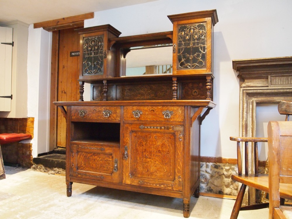 Sideboard dresser Arts and Crafts Shapland and Petter Oak c1900 View XVI