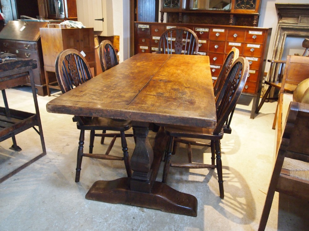 Table Oak refectory dining 17th c style farmhouse c1900 View IV