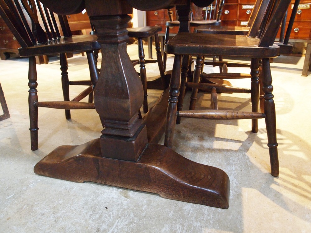 Table Oak refectory dining 17th c style farmhouse c1900 View VI
