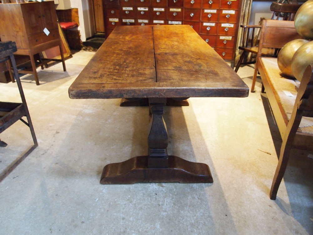 Table Oak refectory dining 17th c style farmhouse c1900 View XIII