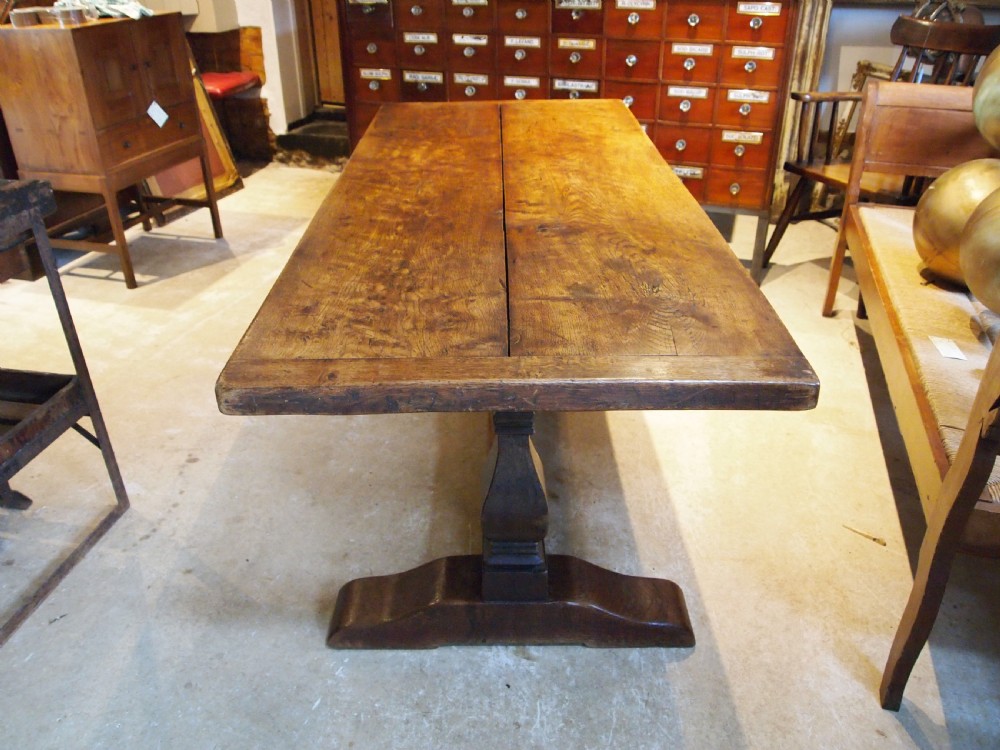 Table Oak refectory dining 17th c style farmhouse c1900 View XIV