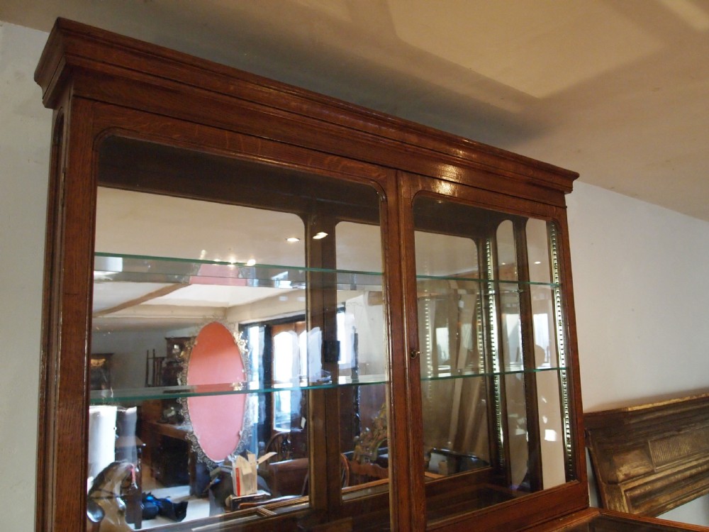 Cabinet display rare Victorian Oak shop collectors c1880 View II