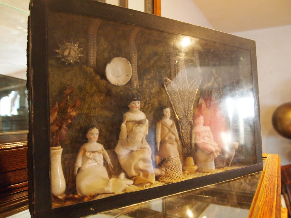 Diorama wounderful early Victorian folk art family c1840 View III