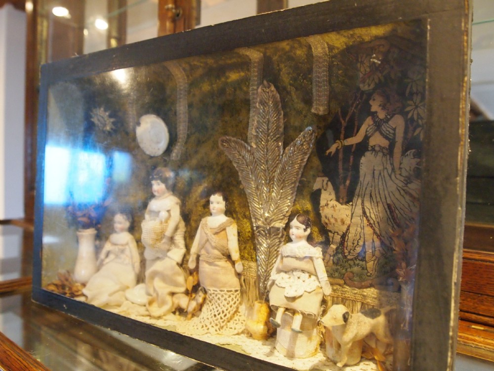 Diorama wounderful early Victorian folk art family c1840 View VIII