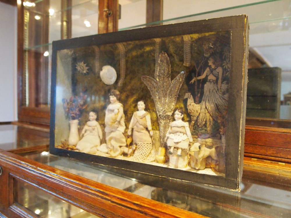 Diorama wounderful early Victorian folk art family c1840 View XI