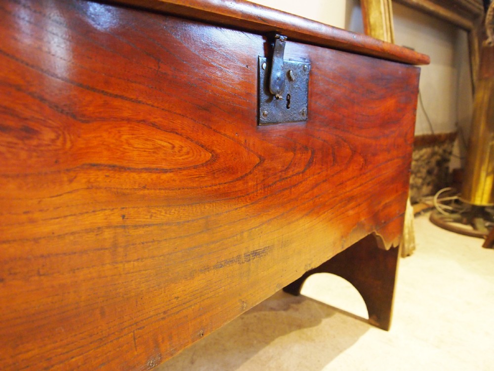 Coffer chest blanket box stunning George I Elm c1720 View II