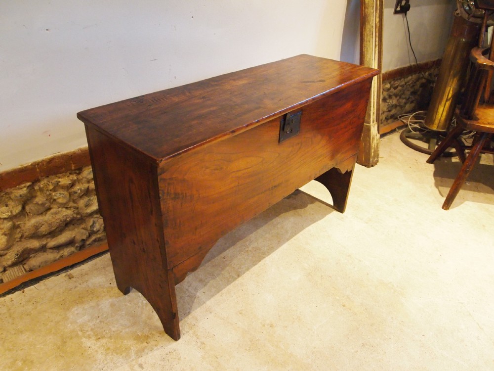 Coffer chest blanket box stunning George I Elm c1720 View VI