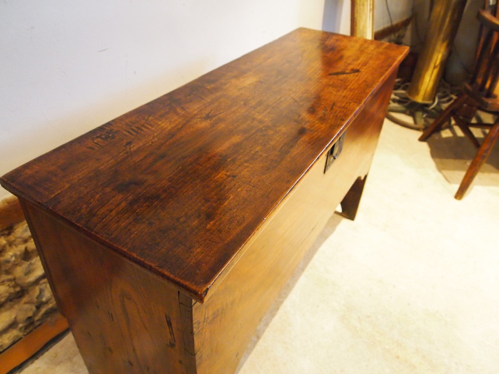 Coffer chest blanket box stunning George I Elm c1720 View IX