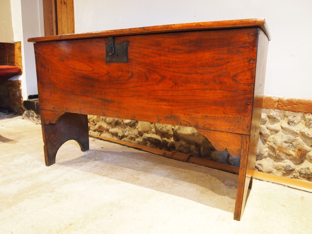 Coffer chest blanket box stunning George I Elm c1720 View X