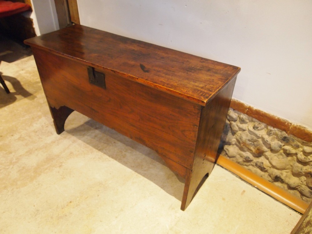 Coffer chest blanket box stunning George I Elm c1720 View XII