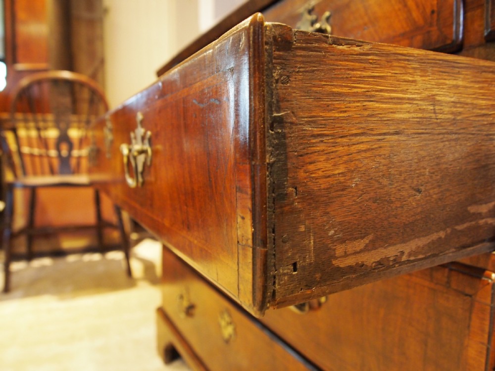 Bureau stunning George I Walnut feather banded desk small c1720 View XI