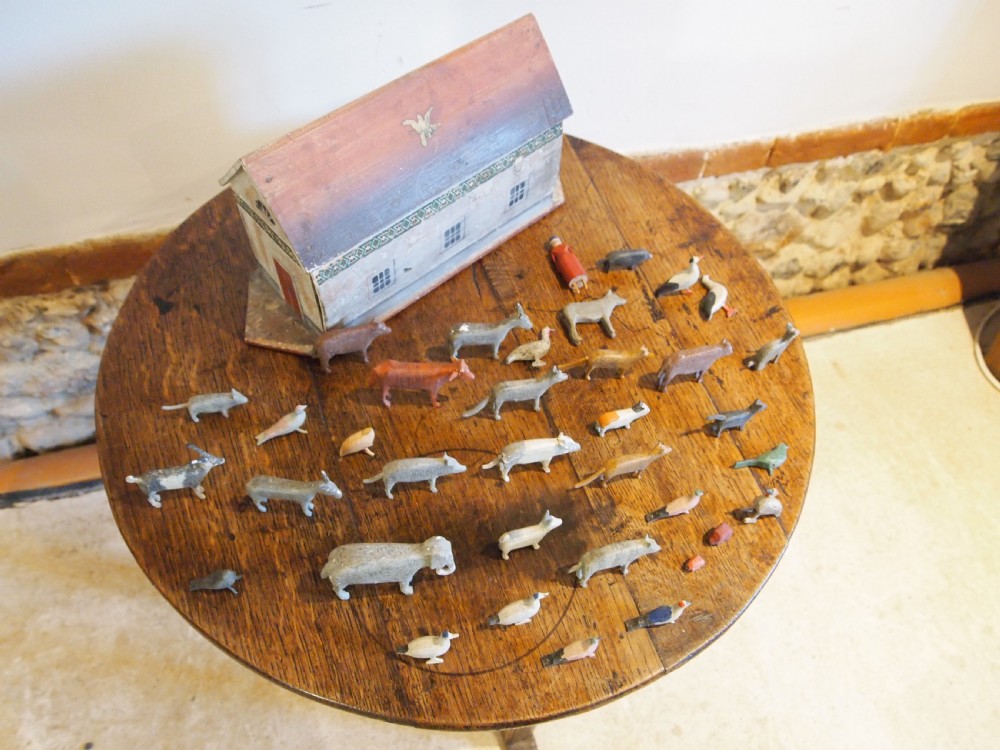 Noahs Ark rare folk art Victorian Ark and figures c1890 View II