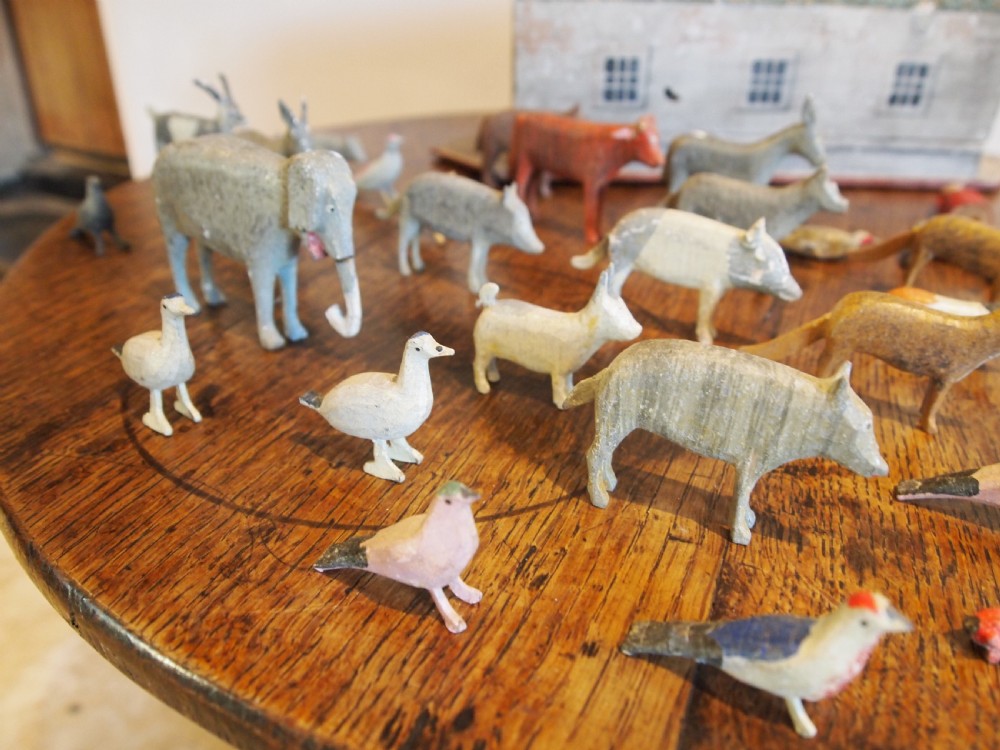 Noahs Ark rare folk art Victorian Ark and figures c1890 View X