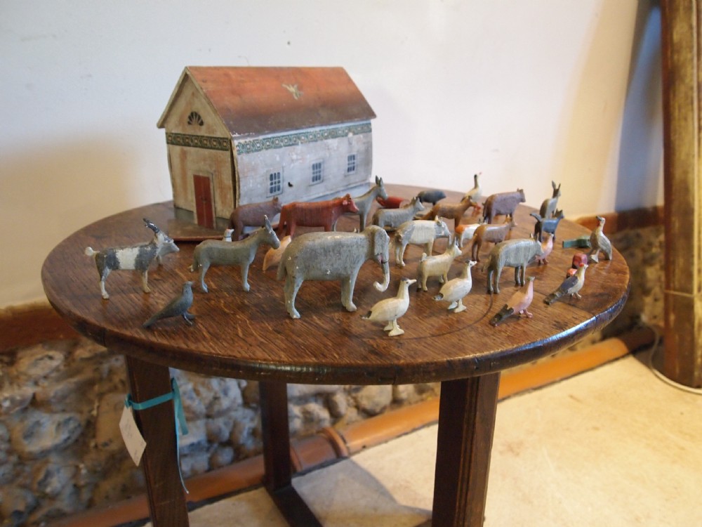 Noahs Ark rare folk art Victorian Ark and figures c1890 View XI