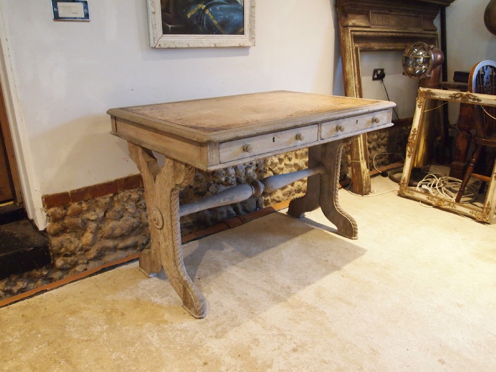 Desk Victorian limed Oak Arts and Crafts c1880