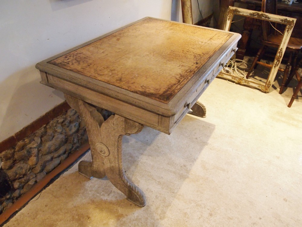 Desk Victorian limed Oak Arts and Crafts c1880 View II