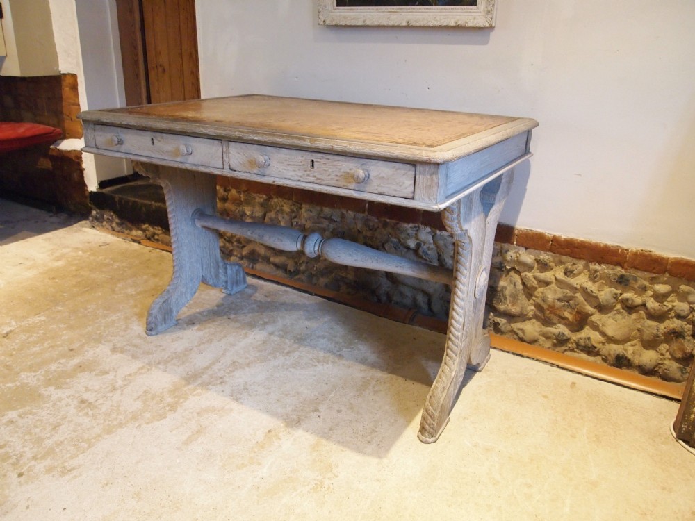 Desk Victorian limed Oak Arts and Crafts c1880 View III
