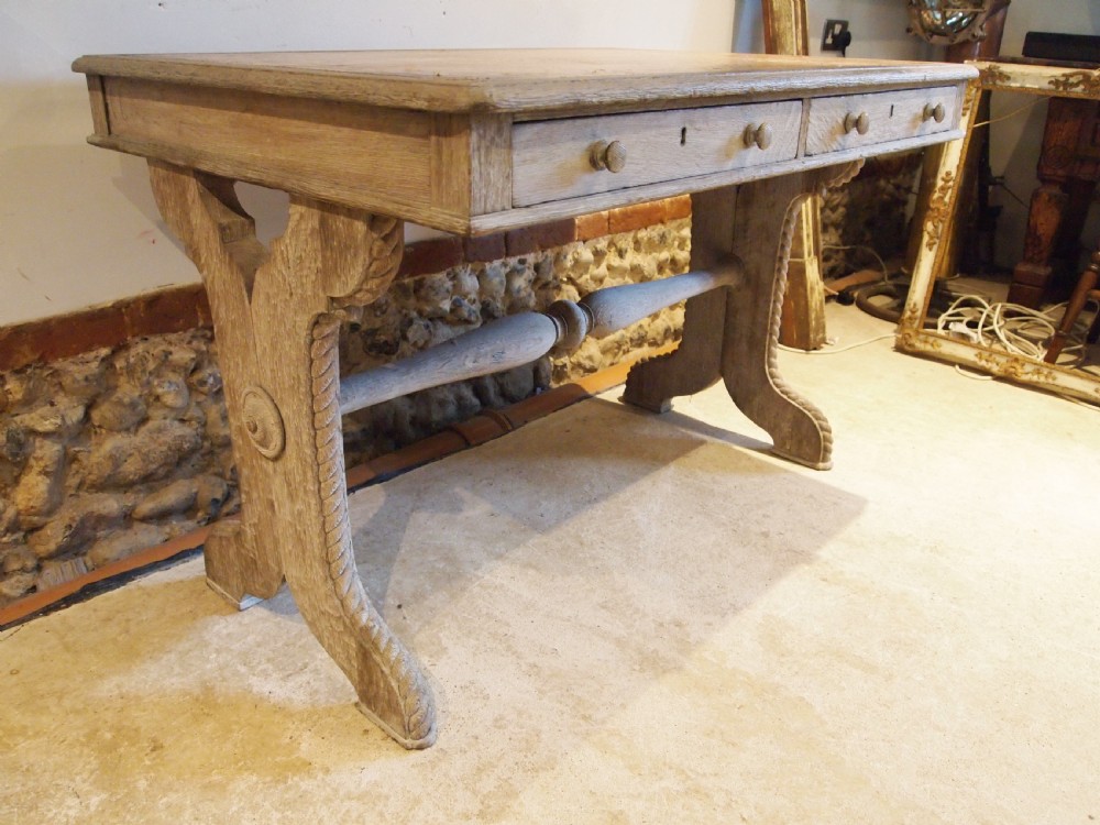 Desk Victorian limed Oak Arts and Crafts c1880 View XI